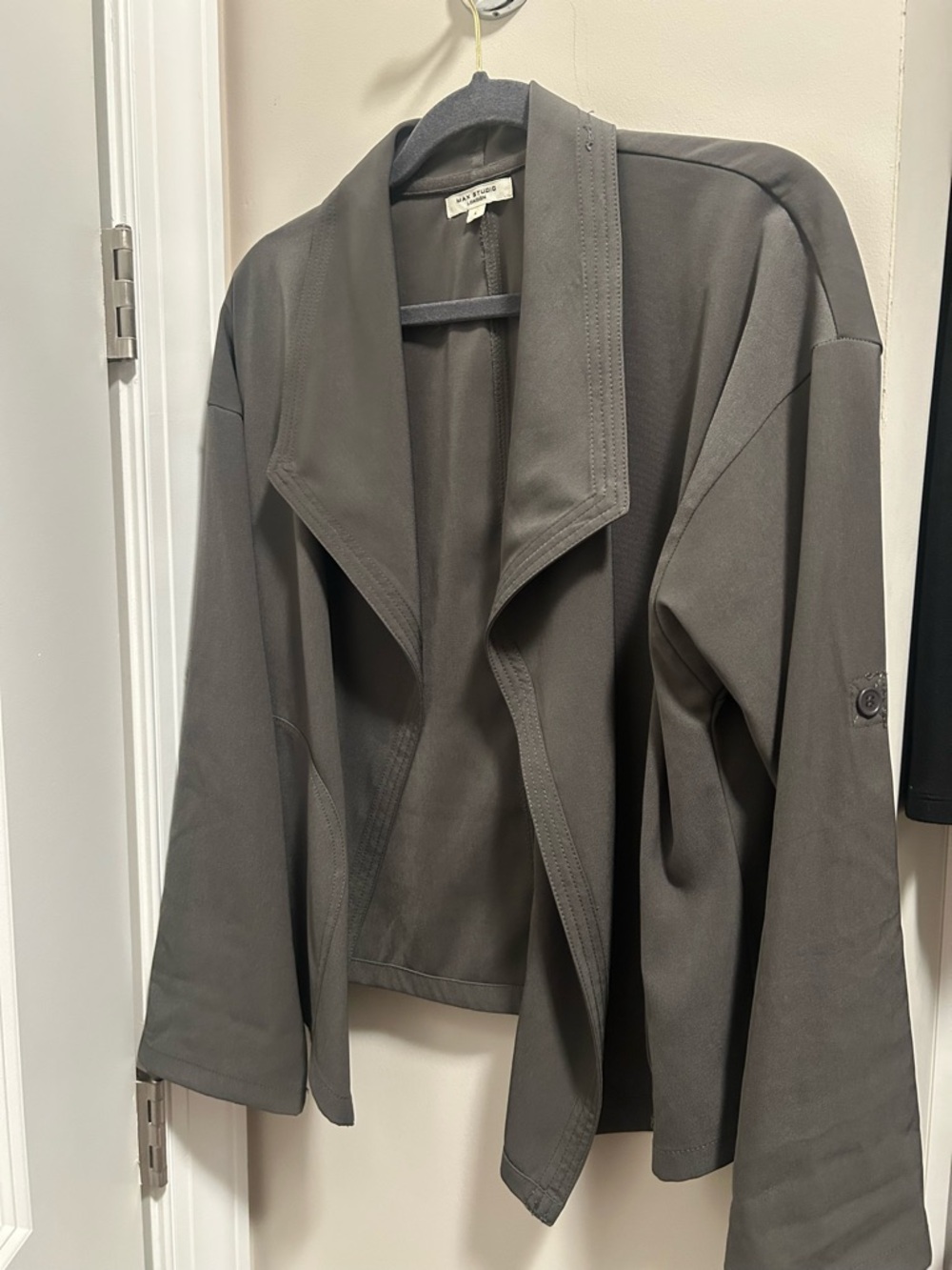 Max Studio Slate Gray Open-Front Trench Jacket